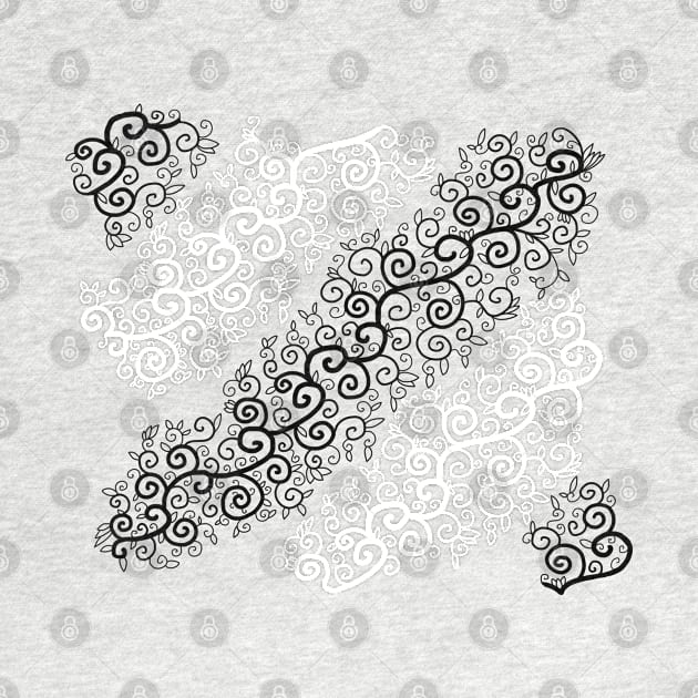 St Patrick's Day Irish Black and White Vine Pattern by JonGrin